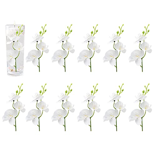 LARDUX 12 Pieces Artificial Flowers for Floating Candles Wedding Centerpiece Mini Orchid Flower Filler Vase Fillers for Wedding Dinning Table Party Home Bar Restaurant Decoration-Cream - Image 1