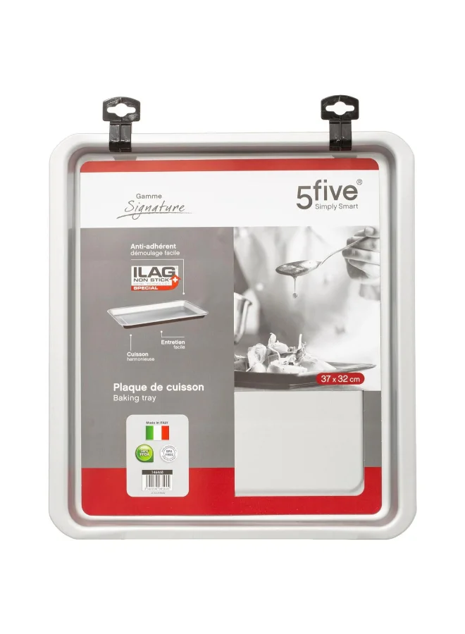 Five Simply Smart Signature Rectangular Metal Baking Tray Black and Silver 37 x 32cm 146468