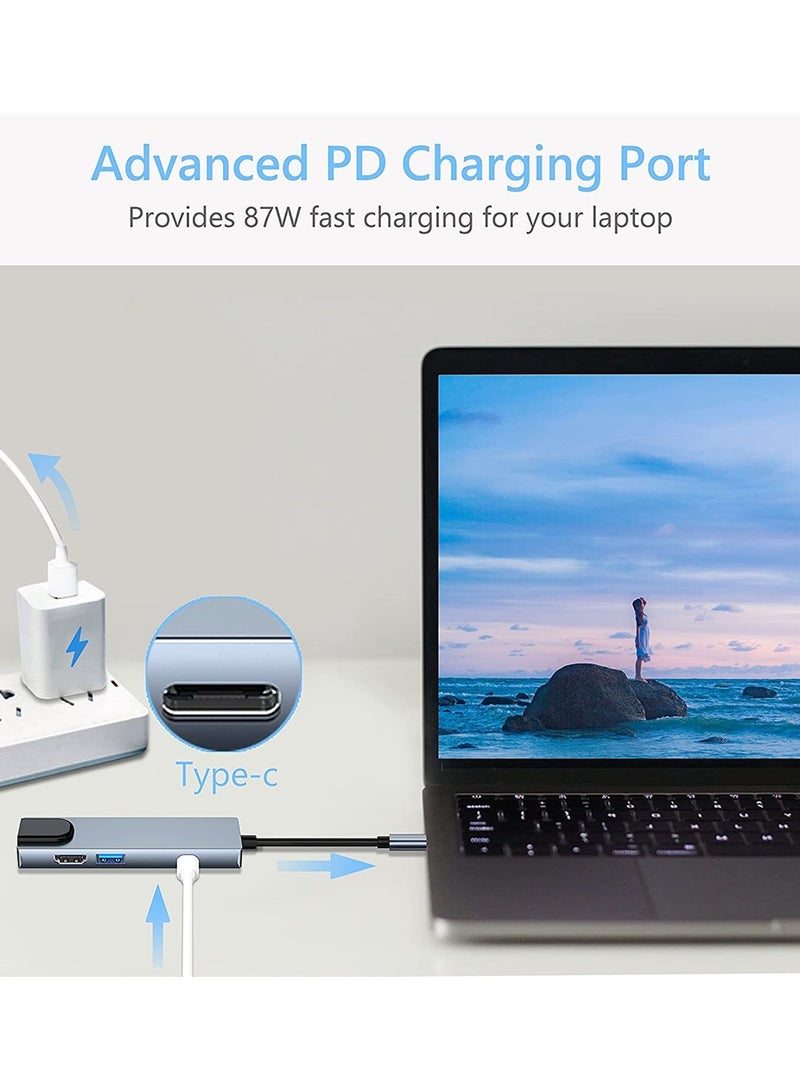 إكسفور USB C Hub محول من النوع C متعدد المنافذ 6 في 1 مع منفذ إيثرنت منفذ بيانات 3.0 متوافق مع أجهزة MacBook Pro Chromebook XPS USB C - Image 5