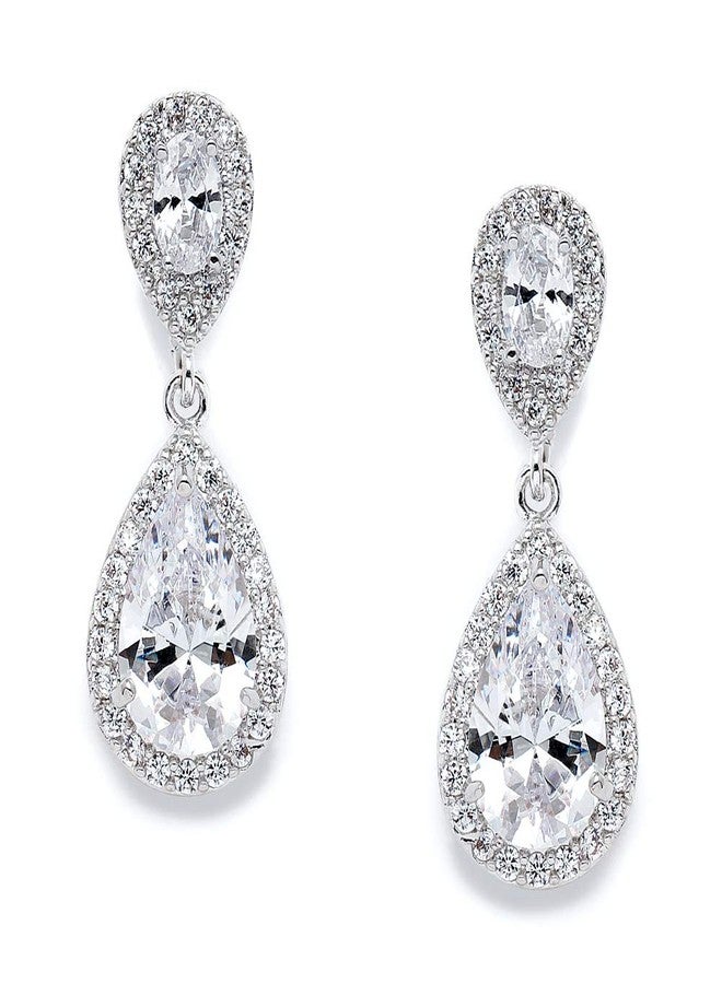 Mariell Cubic Zirconia Crystal Teardrop Dangle Bridal and Wedding Earrings, CZ Jewelry for Brides, Bridesmaids, Homecoming, Prom and Dressy Everyday Wear - Image 1