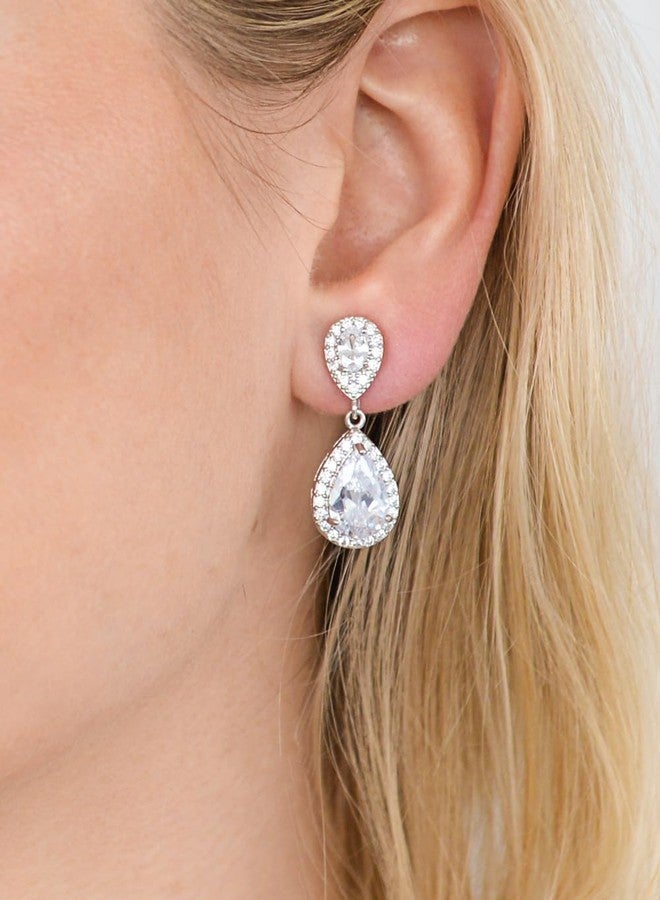 Mariell Cubic Zirconia Crystal Teardrop Dangle Bridal and Wedding Earrings, CZ Jewelry for Brides, Bridesmaids, Homecoming, Prom and Dressy Everyday Wear - Image 4
