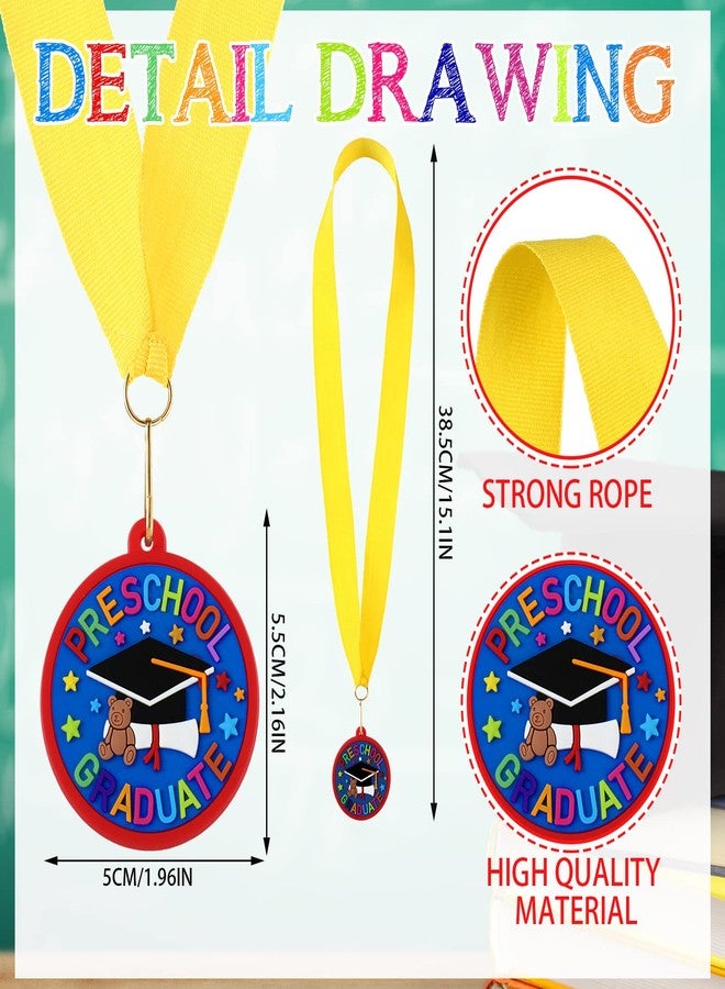 Sratte 24 Pcs Kindergarten Prek Preschool Graduation Medals for Kids, Bulk Kinder Pre-k Graduation Gifts with Yellow Ribbon, End of Year Student Gifts Party Favors Supplies, 2 Inch (Graduate Cap) - Image 5