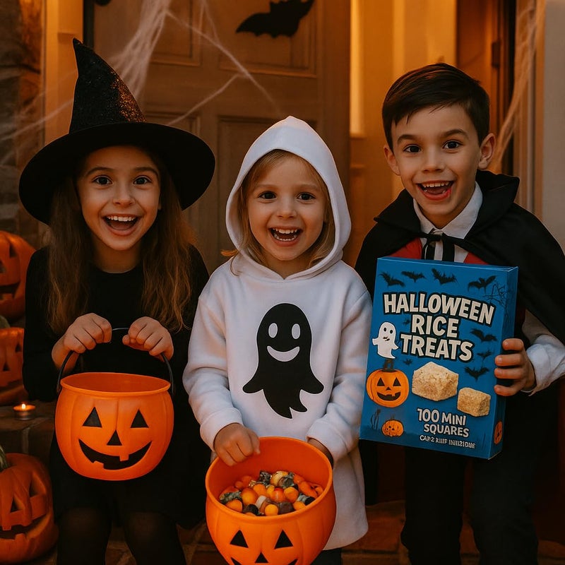 Rice Crispies Marshmallow Treats Mini Squares Halloween 100 Pack - Individually Wrapped Trick Treat Kids Snack Gift - Image 3