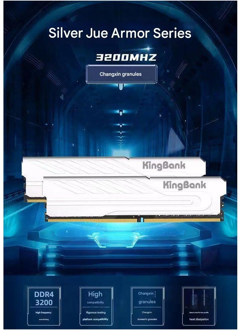 KINGBANK Silver Jue 16GB (8GB X 2) Set DDR4 3600 Desktop Memory Bar 2666 Changxin 2666 16GB  - Image 2