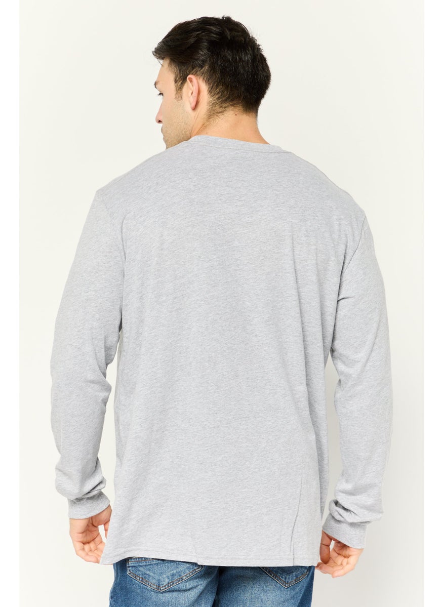 Prince Men Crew Neck Long Sleeve Printed T-shirts, Heather Grey  - Image 4