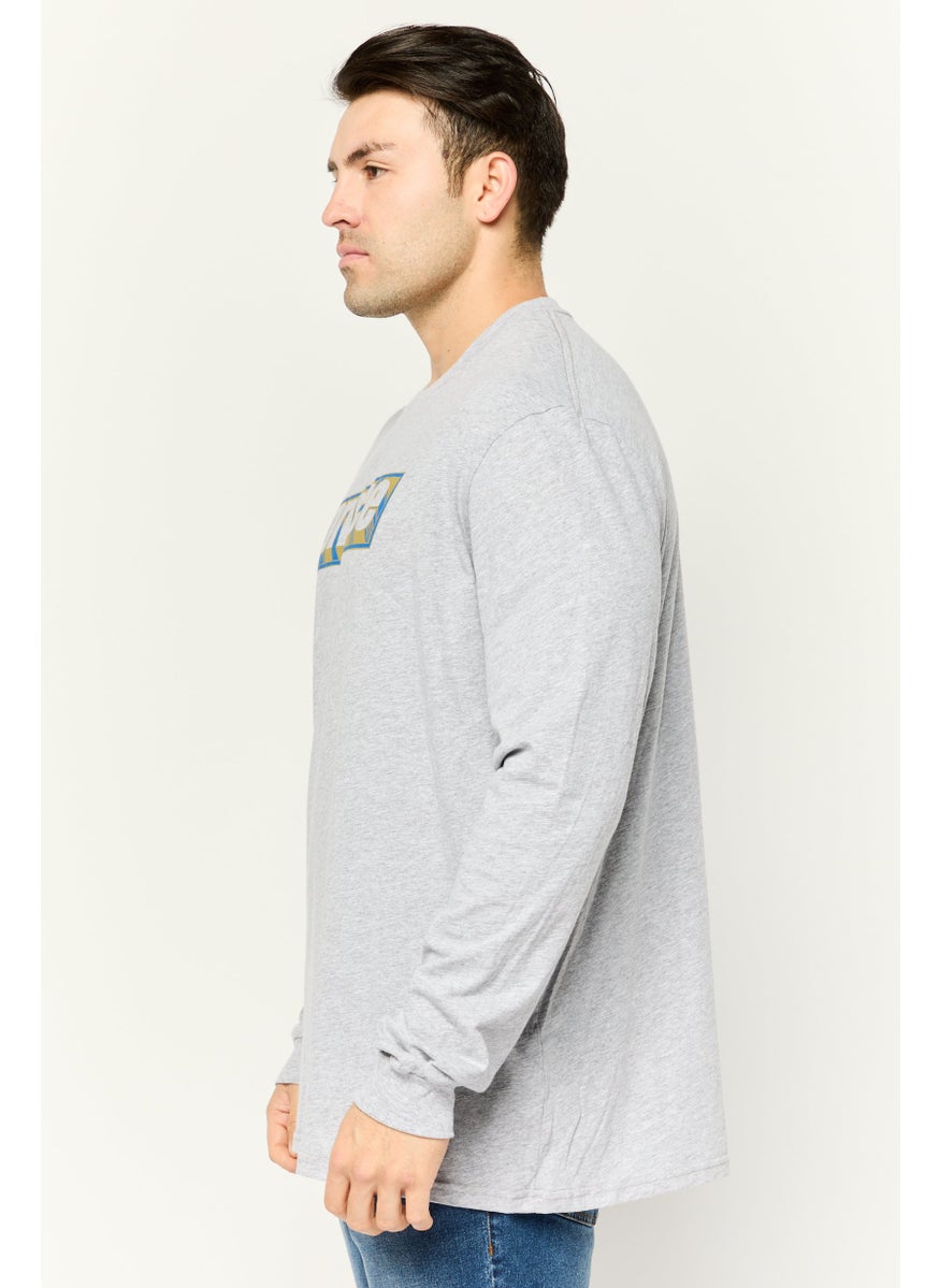 Prince Men Crew Neck Long Sleeve Printed T-shirts, Heather Grey  - Image 3