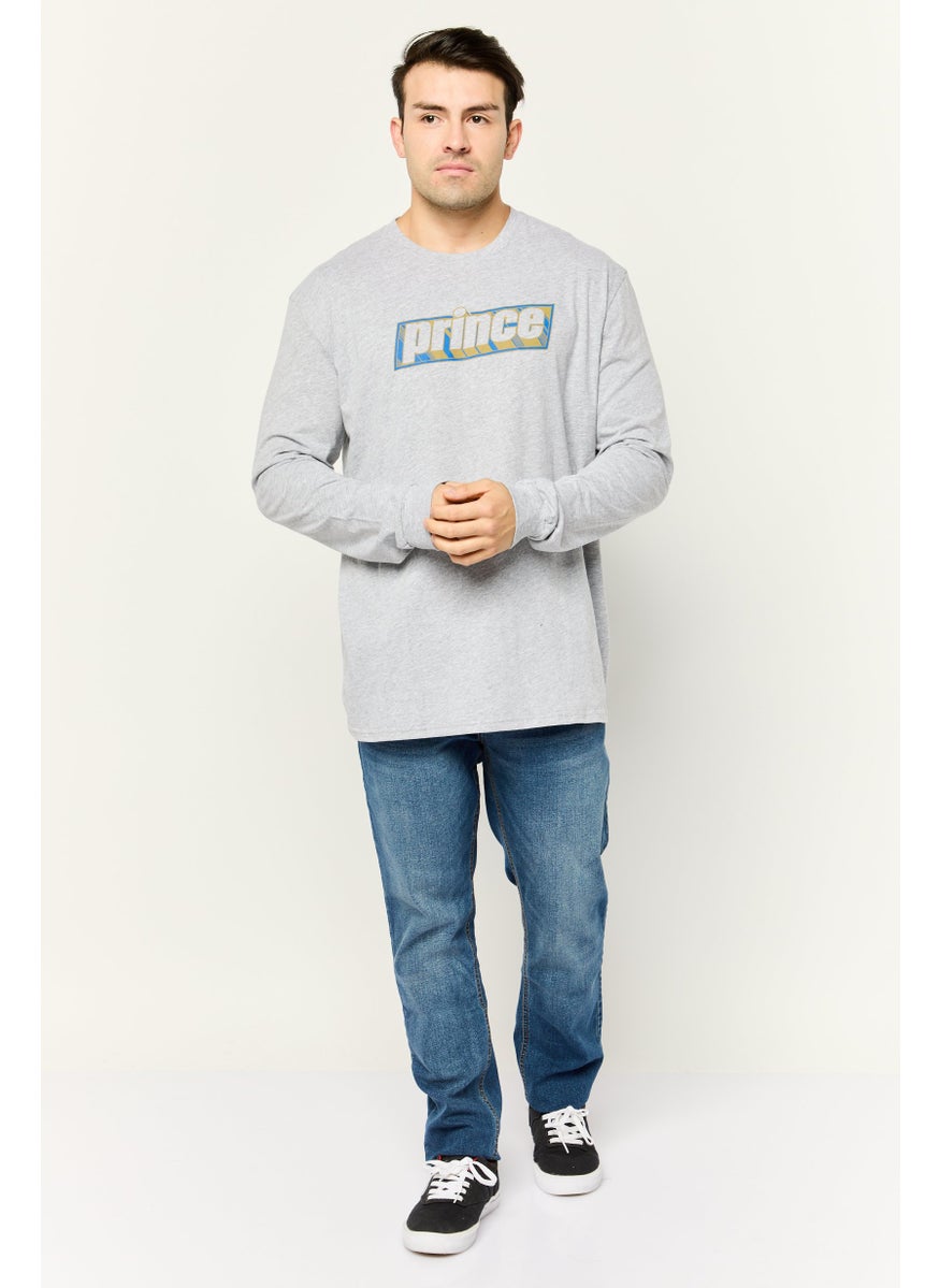 Prince Men Crew Neck Long Sleeve Printed T-shirts, Heather Grey  - Image 2