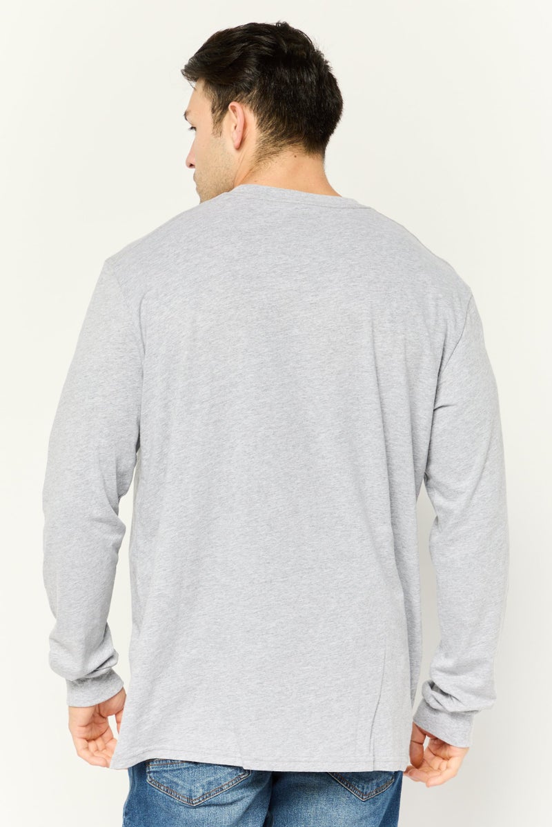 Prince Men Crew Neck Long Sleeve Printed T-shirts, Heather Grey - Image 4