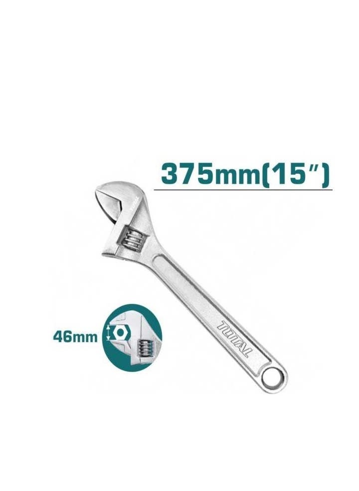 TOTAL Total Adjustable Wrench 375mm (15”) - Heavy-Duty Adjustable Clamp 0-46mm Carbon Steel Tool for Woodworking and Metalworking Projects  - Image 2