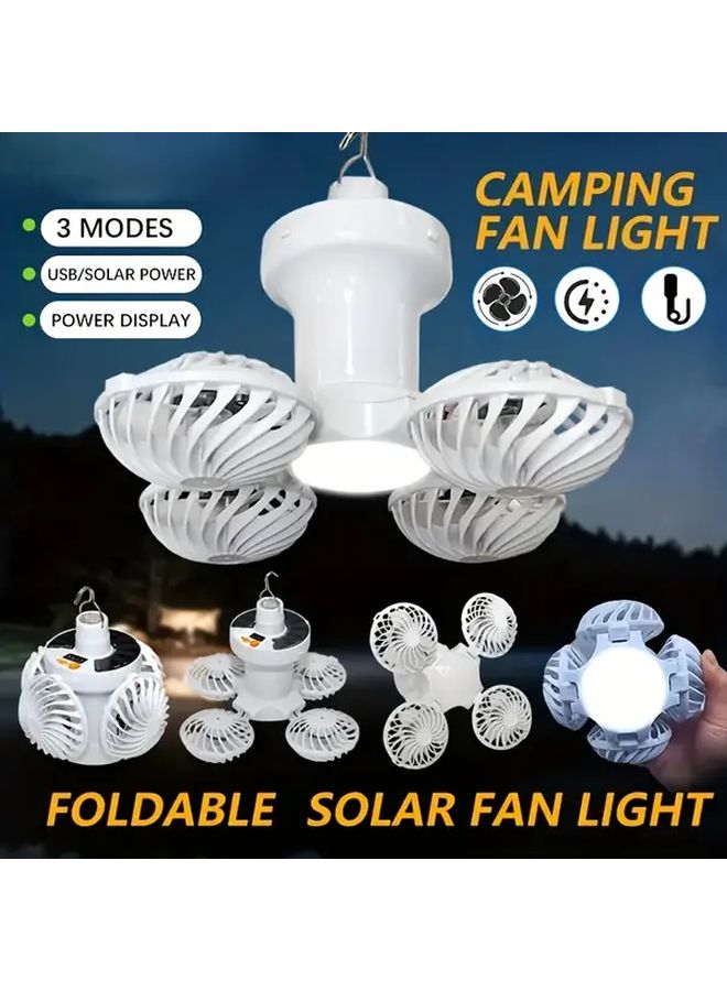 1pc Solar Fan Lantern LED Light 3 Modes Foldable ABS Battery Power Outdoor Camping - Image 2