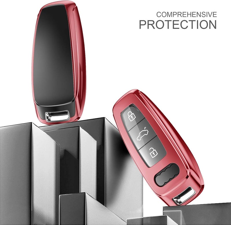 OATSBASF Car Key Case for Audi A6L A6 A7 A8 Q7 Q8 E-Tron 2019 2020 - Silicone TPU Protective Case (Rose Gold) - Image 3