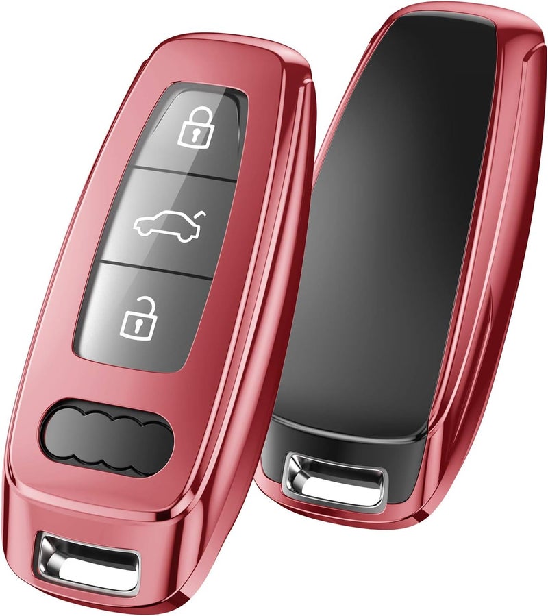 OATSBASF Car Key Case for Audi A6L A6 A7 A8 Q7 Q8 E-Tron 2019 2020 - Silicone TPU Protective Case (Rose Gold) - Image 1