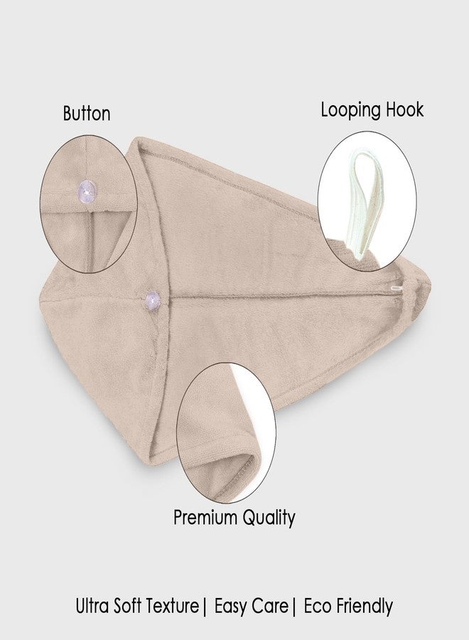 HOUSSE Microfibre Head Towels | 450 GSM High Absorbent Hair Wrap with Adjustable Buttons for Girls | Super Soft & Quick Dry Wrap Towel for Hairs | Set of 2 | 25x65 cm (Dusty Olive & Rustic Chestnut) - Image 3