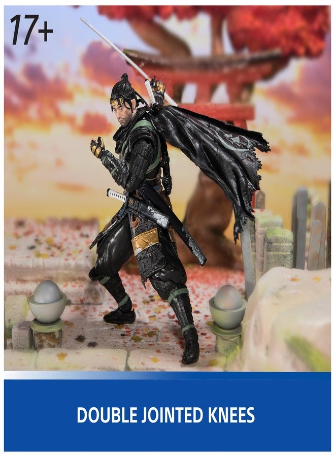 PlayStation بلاي ستيشن، تمثال عمل ساموراي جين ساكاي 6 بوصة من لعبة شبح تسوشيما و 2 ملحقات، مجموعة الأشكال، لعشاق وجامعي PS5 من عمر 17 سنة فما فوق - Image 5