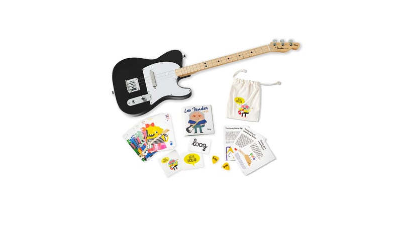 Loog Fender Loog Telecaster 3String Electric Guitar for Kids Beginner Guitar Includes Chord Flash Cards Learning App Educational Booklet Picks and Stickers Black - Image 2