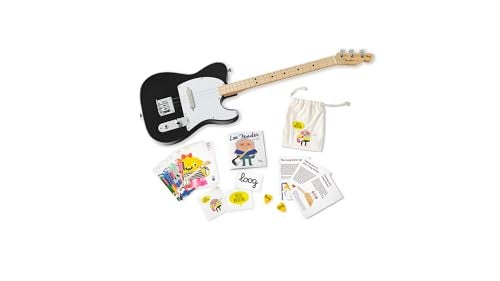Loog Fender Loog Telecaster 3String Electric Guitar for Kids Beginner Guitar Includes Chord Flash Cards Learning App Educational Booklet Picks and Stickers Black - Image 1