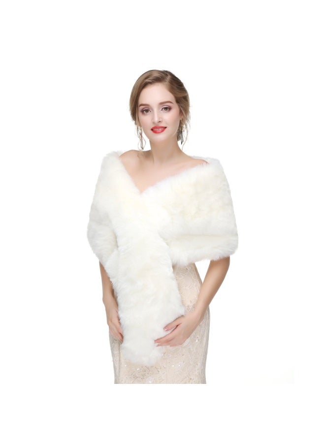 Faux Fur Shawl Wrap Stole Shrug Winter Bridal Wedding Cover Up - Image 1