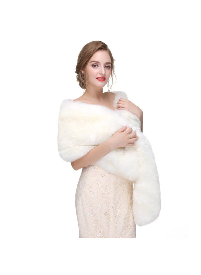 Faux Fur Shawl Wrap Stole Shrug Winter Bridal Wedding Cover Up - Image 3