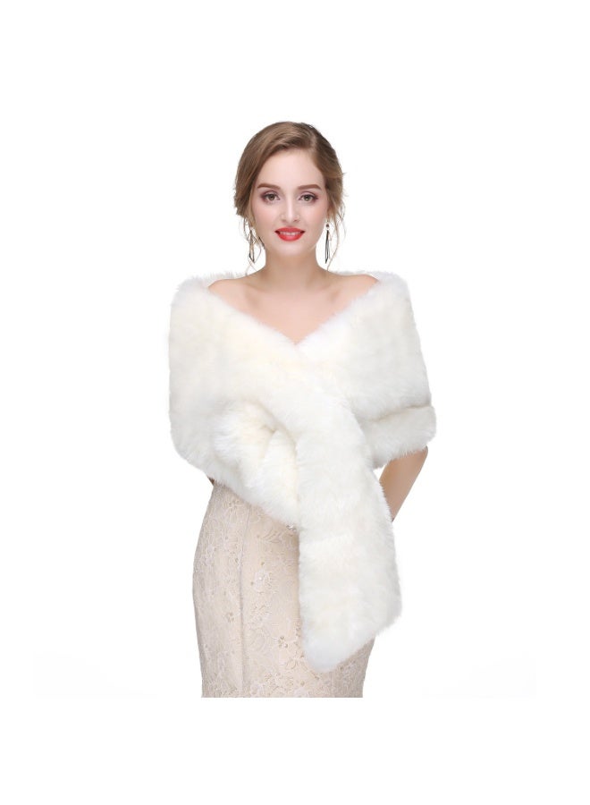 Faux Fur Shawl Wrap Stole Shrug Winter Bridal Wedding Cover Up - Image 2
