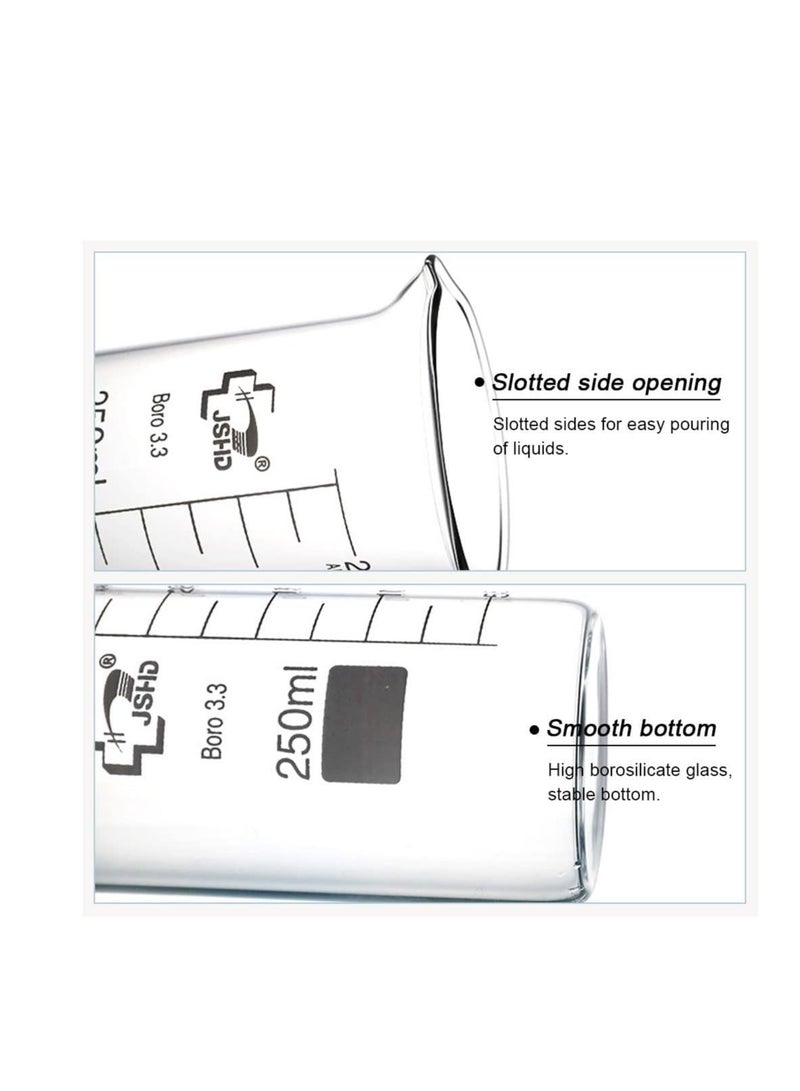 SYOSI طقم بيكر زجاجي قياس منخفض الشكل زجاج قياس مدرج زجاج بوروسيليكات لقياس السوائل للمنزل والمدرسة والتجارب العلمية 3 أحجام 150 مل + 500 مل + 1000 مل - Image 4
