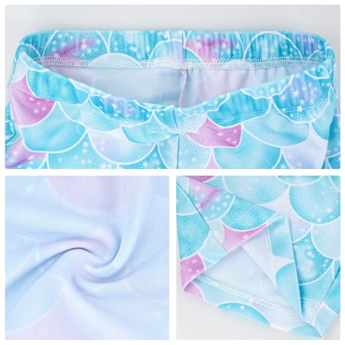 JiAmy Leotards for Girls Gymnastics, Long Sleeve Sparkly Dance Biketards with Shorts Ballet Tumbling Outfit Blue 9-10 Years - Image 3
