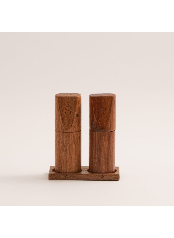 ألبرتو مجموعة الملح والفلفل من البرتو مكونة من 2 قطع من خشب الأكاسيا البني الغامق - Image 1