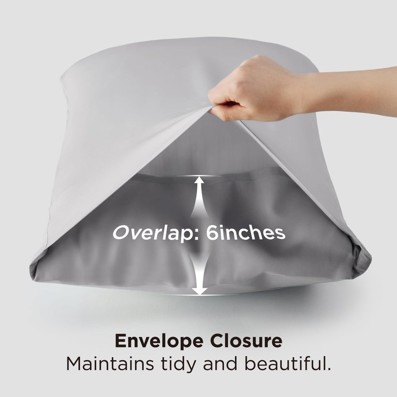 Bedsure Pillow Cases Queen, Cooling Pillow Cases, Rayon Derived from Bamboo Light Grey Pillowcases Queen Size Set of 2, Soft & Breathable Bedding Pillow Covers with Envelope Closure, 20x30 Inches - Image 5