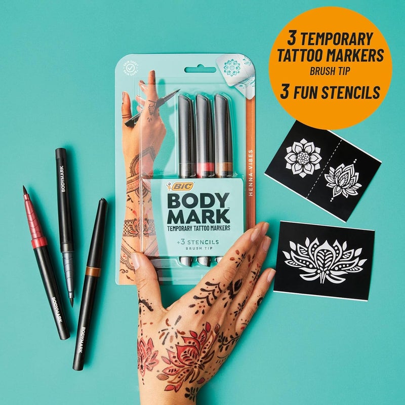 بودي مارك أقلام وشوم مؤقتة BIC BodyMark، بألوان متنوعة، عدد 8 قطع - Image 4