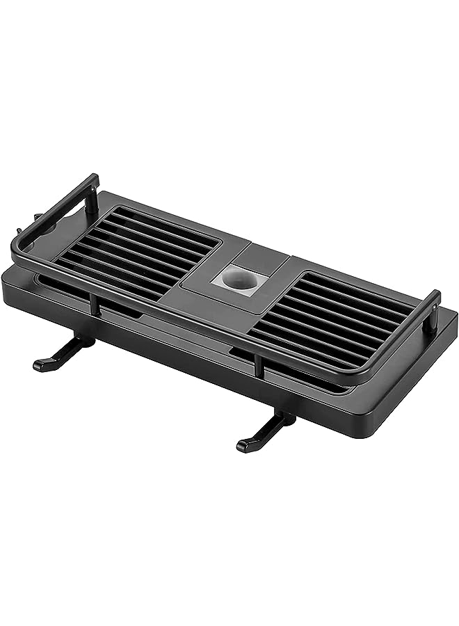 IAF Drilling Bathroom Shower Caddy Shelf Lifting Bracket, Shower Organizer Shower Riser Rail Rack, Adjustable Pole Basket for Shower Head, Shampoo, Soap Holder (Black) - Image 1