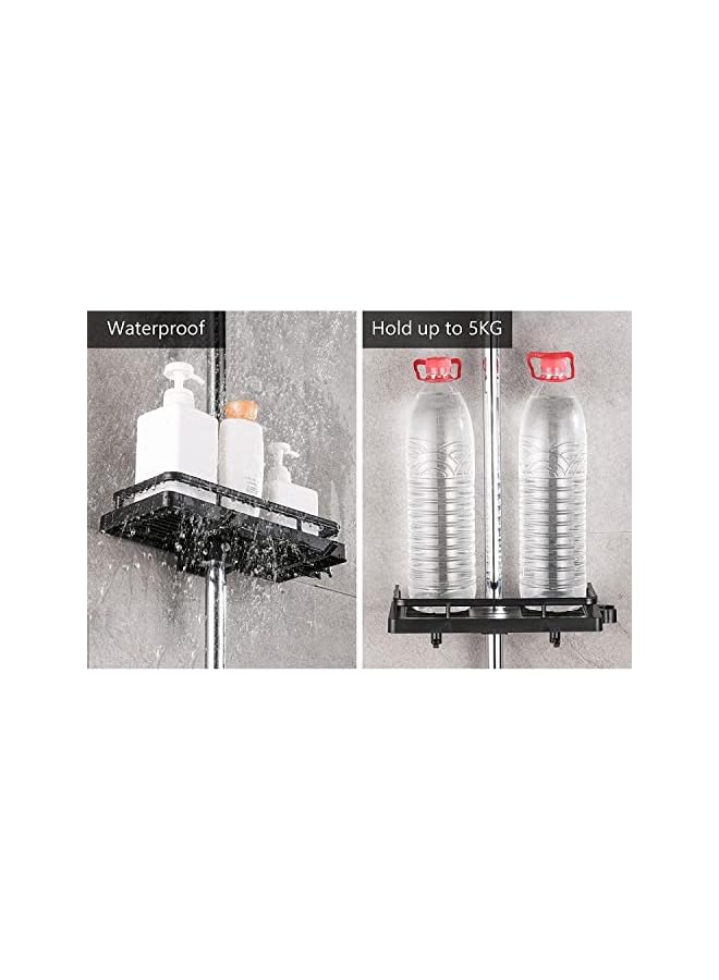 IAF Drilling Bathroom Shower Caddy Shelf Lifting Bracket, Shower Organizer Shower Riser Rail Rack, Adjustable Pole Basket for Shower Head, Shampoo, Soap Holder (Black) - Image 2