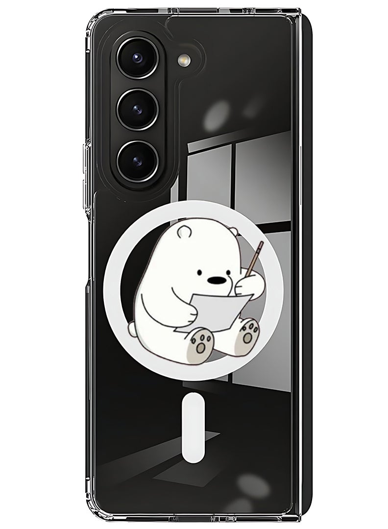 Theodor Magnetic Case for Samsung Galaxy Z Fold 5 Compatible with MagSafe Wireless Charging, Shockproof Phone Bumper Cover Panda writing - Image 1