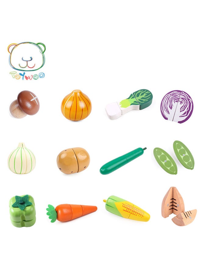 Yiwang Vegetables Cut To See Children's Wooden Toys Play House Magnetic Cut To Play Toys Sold Alone-Color:Large Corn (not Cut) - Image 2