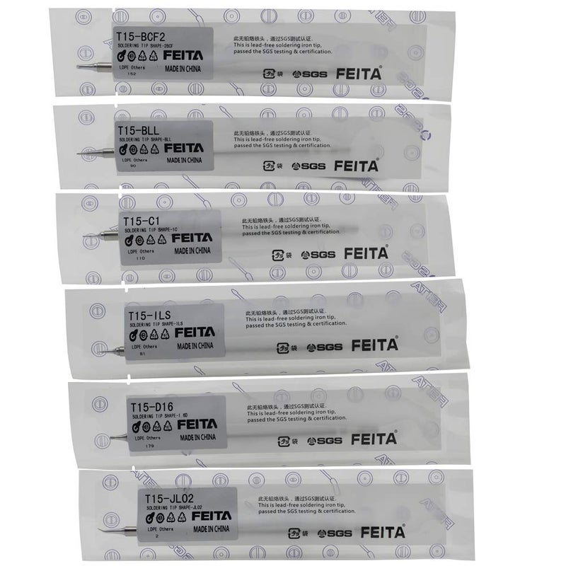 FEITA Soldering Iron Tips T12 Electrical Solder Tip Kits for Micro Electric Soldering Station, Small Pencil Soldering Iron, Mini Solder Pen Accessory (T15-JL02/D16/BLL/BCF2/ILS/C1, 6Pcs) - Image 4