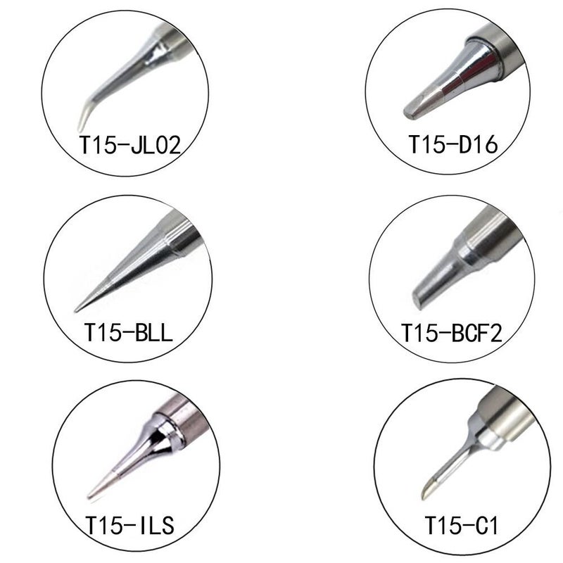 FEITA Soldering Iron Tips T12 Electrical Solder Tip Kits for Micro Electric Soldering Station, Small Pencil Soldering Iron, Mini Solder Pen Accessory (T15-JL02/D16/BLL/BCF2/ILS/C1, 6Pcs) - Image 2