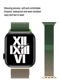 Generic Gold-green gradient woven metal watch strap is adjustable and compatible with Apple Watch 1-9 generations SE42/44/45/49mm iWatch watch strap  - Image 3