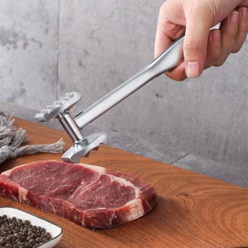 Trifecta Steel Meat Mallet Tenderizing Tool Meat Pounder Non-Slip Handle Easy to Clean Kitchen Tool for Tenderizing Steak, Beef, and Poultry, Solid Chrome-Plated Solid Aluminum Construction (Set of 1) - Image 4