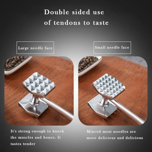 Trifecta Steel Meat Mallet Tenderizing Tool Meat Pounder Non-Slip Handle Easy to Clean Kitchen Tool for Tenderizing Steak, Beef, and Poultry, Solid Chrome-Plated Solid Aluminum Construction (Set of 1) - Image 5