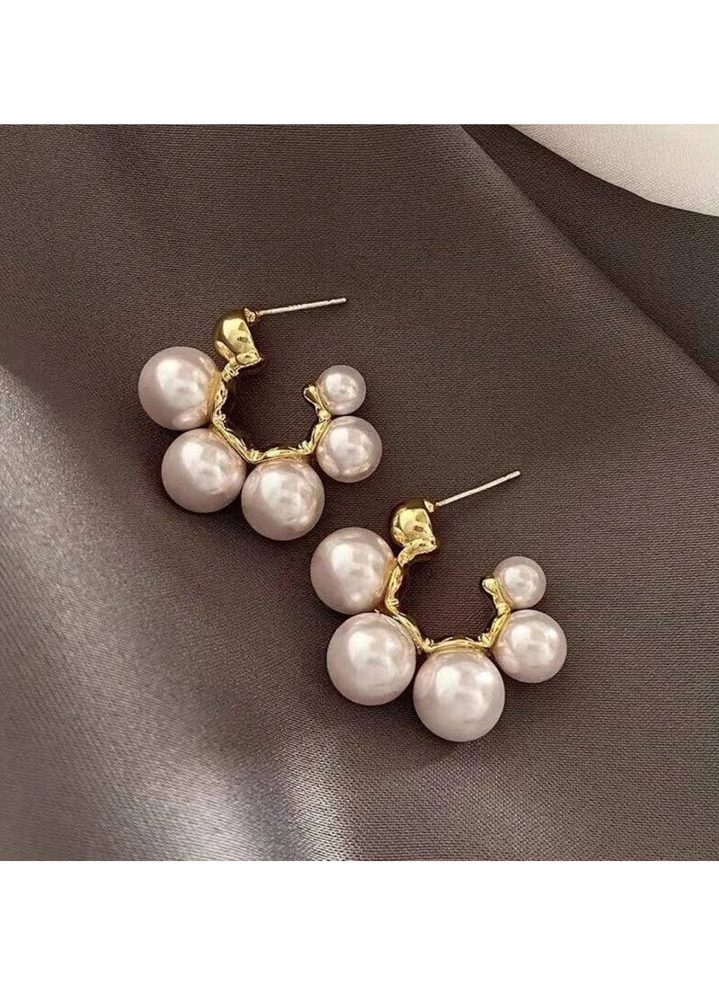 Huitich Stylish Pearl Embellished Earrings Set 3 Elegant Designs  - Image 3