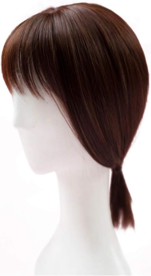 Remeehi Hair Top Piece Straight Synthetic Clip in Hair Topper Top Hairpiece with Bangs for Women Thin Light Brown