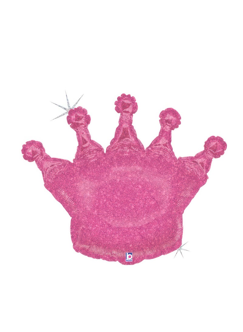 Betallic 30" Foil Balloon Glittering Crown - Pink - Image 1