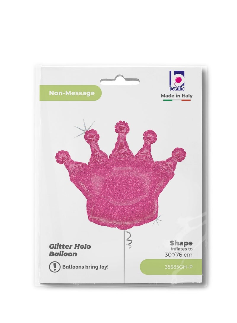 Betallic 30" Foil Balloon Glittering Crown - Pink - Image 2