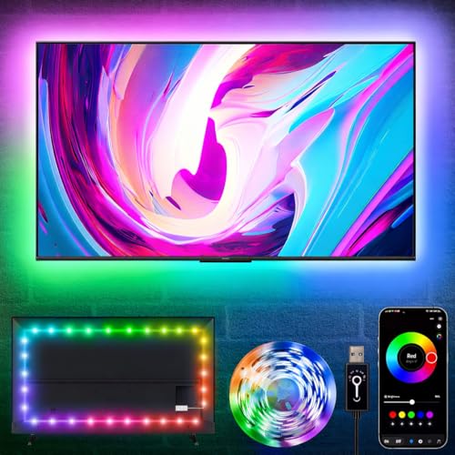 Gesto 2 Meter RGB LED TV Backlight with App & Remote Control | Music Sync, Bluetooth, 16 Million Colors | 5V USB Powered Bias Lighting for 16–32 Inch TVs | Ambient Strip Light for PC, Bedroom, Gaming - Image 1