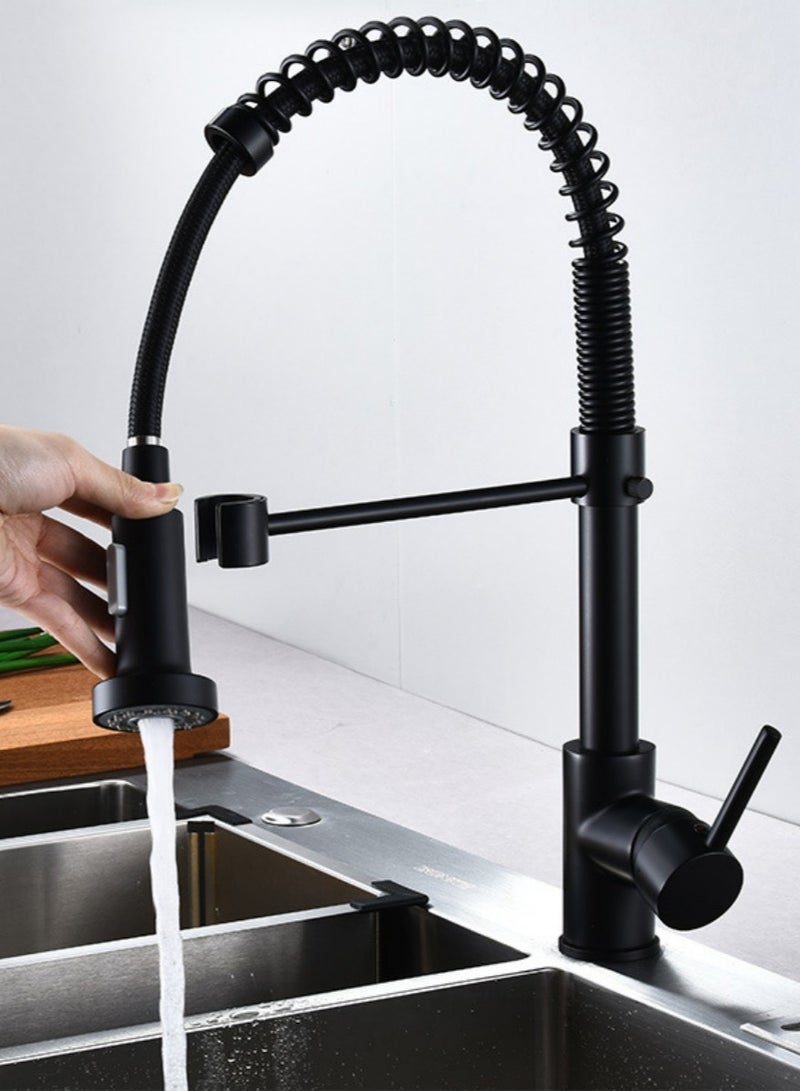XiuWoo Kitchen Faucet Pull Out Sprayer countertop Mount Matte Black Mixer Faucet 360 Degree Swivel Kitchen Sink hot and Cold Water Faucet - Image 1