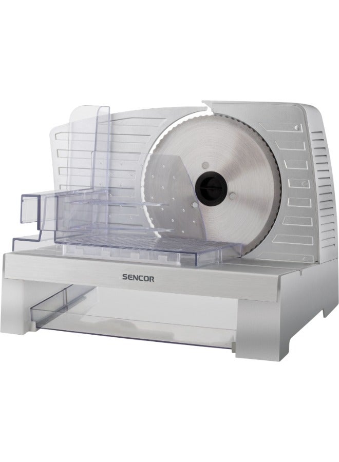 سنكور Sencor Removable Stainless Steel Cutting Disc and Food Carriage with Stoppers Electric Food Slicer 100 W ‎SFS 3050SL Silver - Image 1