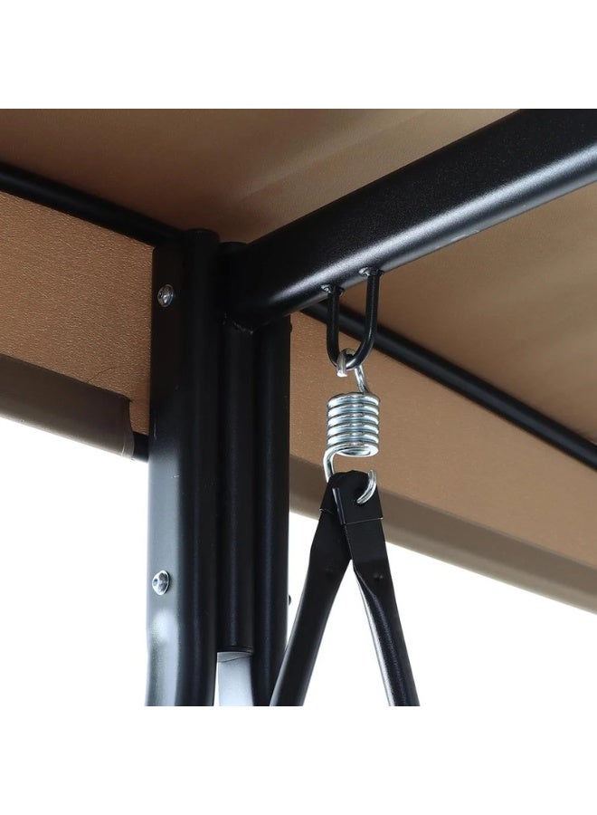 فاملي شيب كرسي أرجوحة مقعدين مع مظلة للمساحات الخارجية – تصميم عصري لون بيج - Image 5