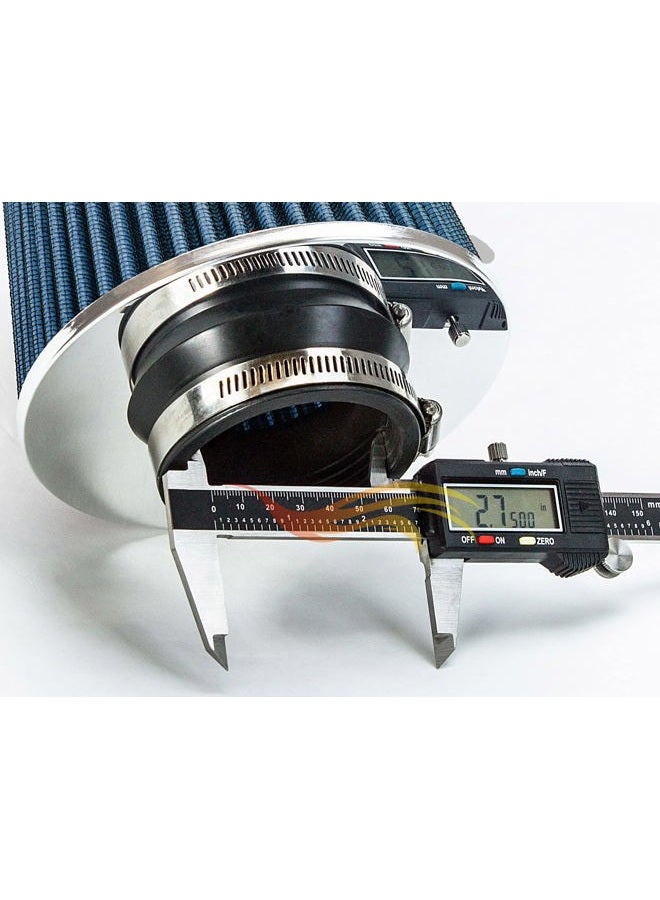 Rtunes Racing BLUE 2.75" 70 mm Inlet Cold Air Intake Cone Replacement Performance Washable Clamp-On Dry Air Filter - Image 3