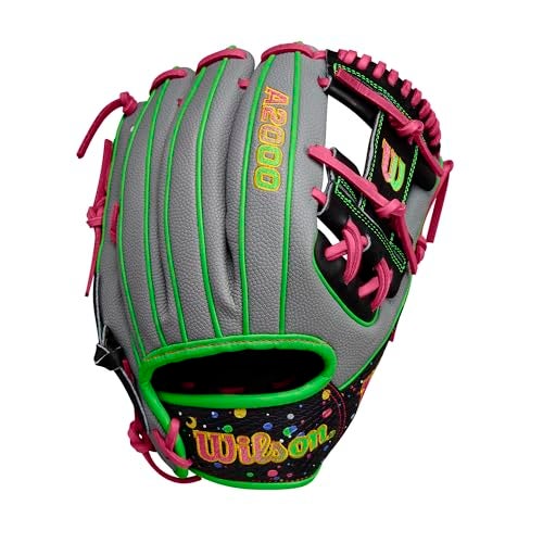Wilson Winter 2024 A2000 1786 11.5" Infield Baseball Glove - Grey/Green/Pink, Right Hand Throw - Image 2