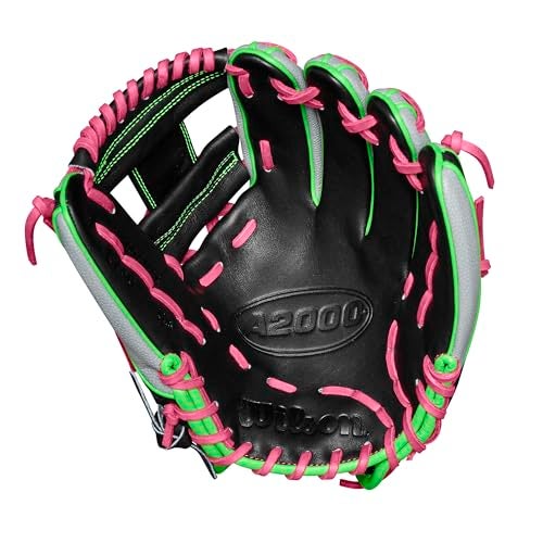 Wilson Winter 2024 A2000 1786 11.5" Infield Baseball Glove - Grey/Green/Pink, Right Hand Throw - Image 3