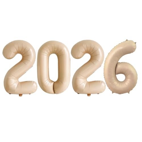 GOER 2026 Foil Number Balloons for 2026 New Year Eve Festival Party Supplies Graduation Decorations Caramel32 Inch - Image 1