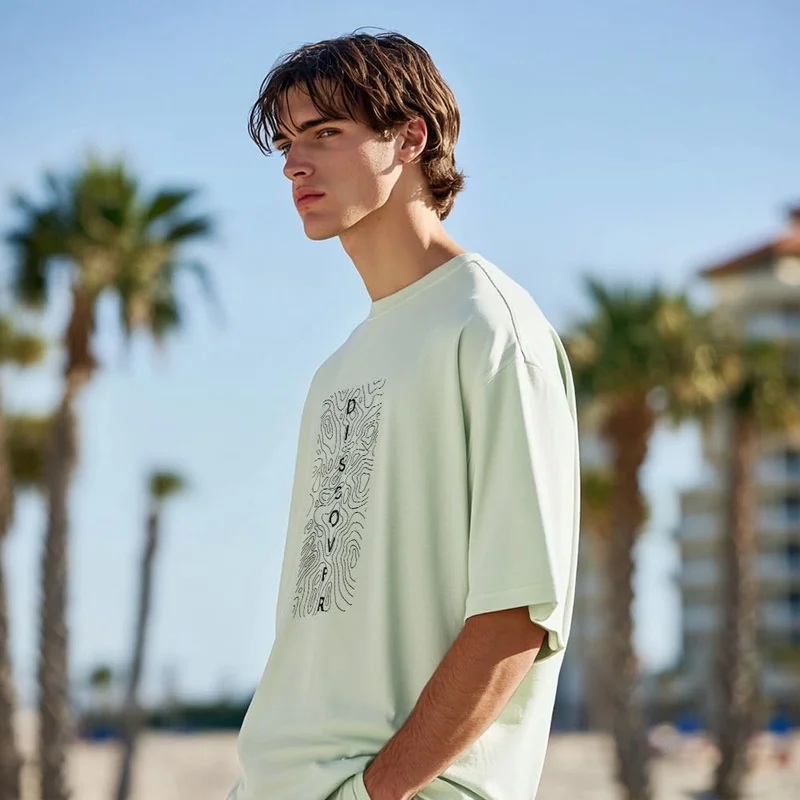 NOBERO Graphic Print Oversized T-Shirt for Men